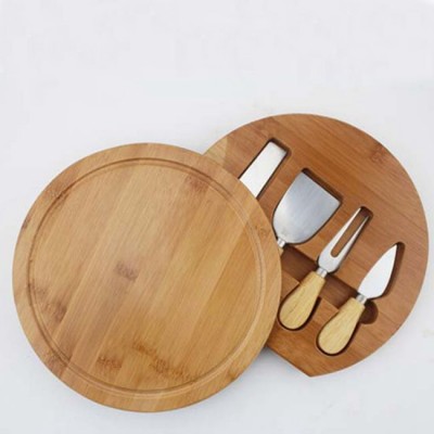 Food Grade Creative Bamboo Cheese Board Cheese Cutting Board With Utensils Rotated Drawer Cheese Tool Set