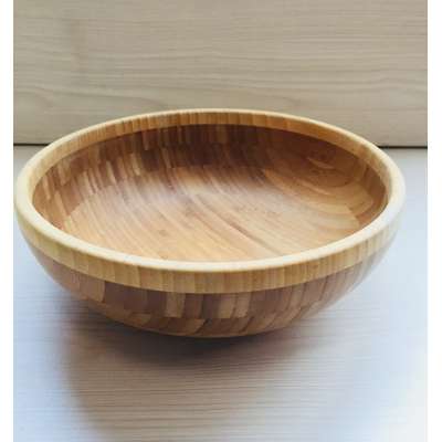 Wholesale Oversize Food Grade Carbonized Bamboo Salad Bowl Round Deep Rice Miso Soup Bowl