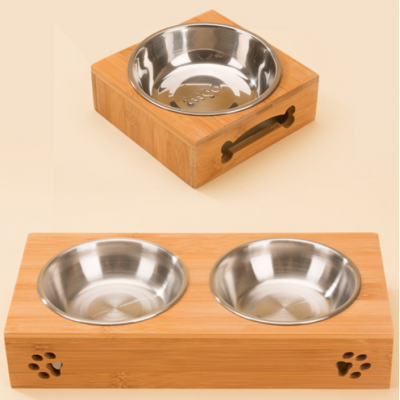 2018 hot sale bamboo pet feeder bowl