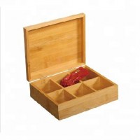 Wholesale bamboo tea bag storage chest  with 6 storage sections